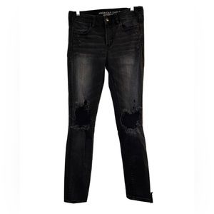 Black American eagle distressed super stretch jeggings